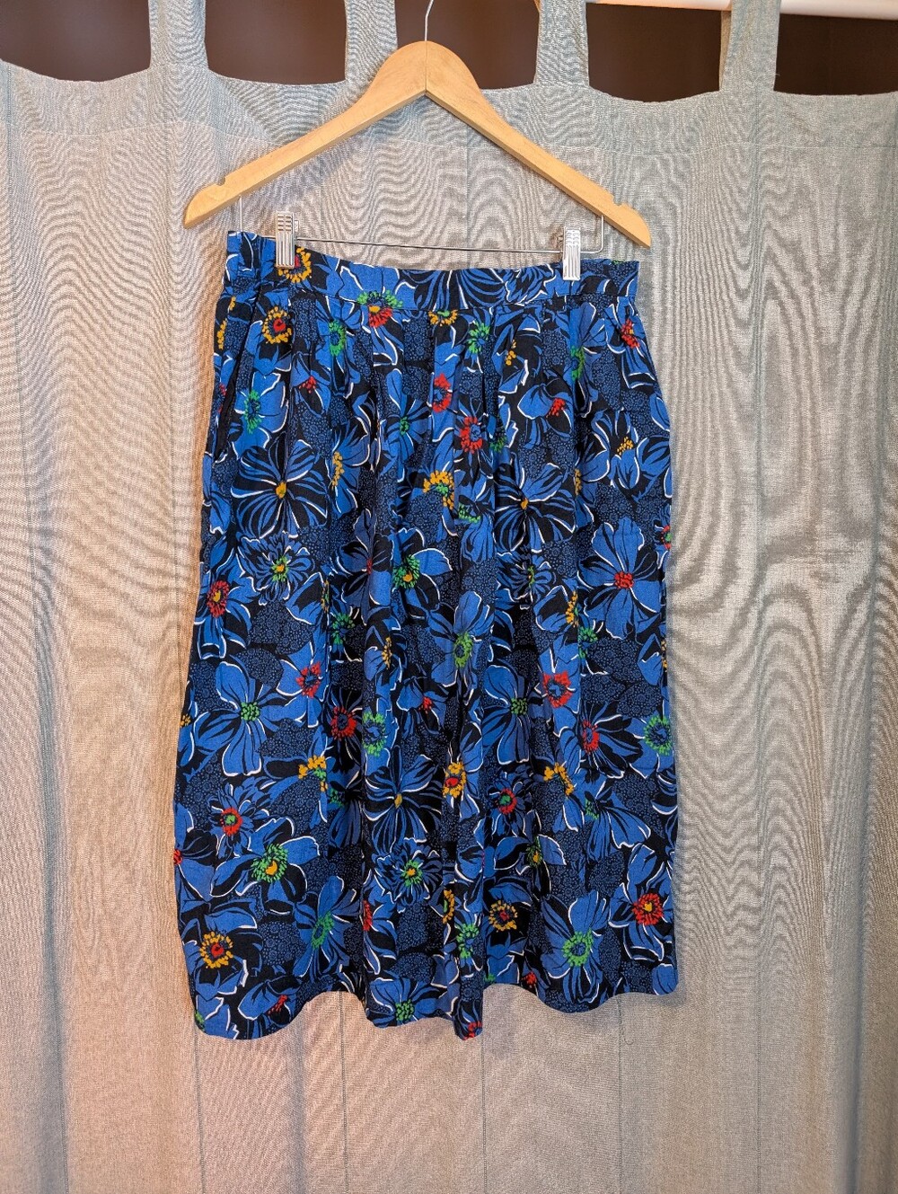 Floral Blue Midi Skirt